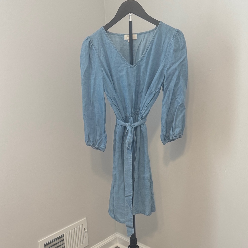 LOFT Chambray Blue Midi Dress